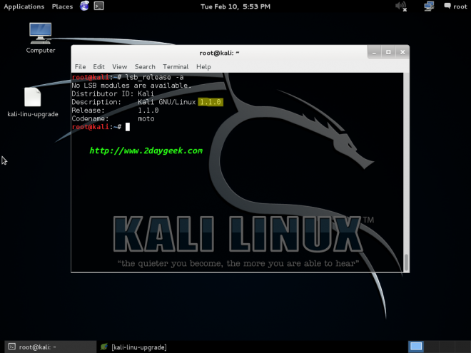 kali linux versions 1.1.0a